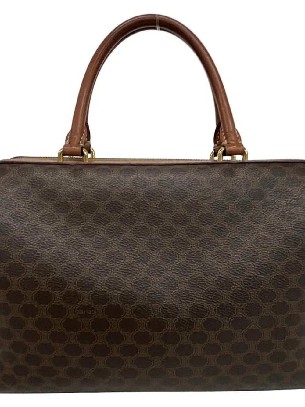 CELINE Macadam Brown Dark Brown PVC Leather Handbag